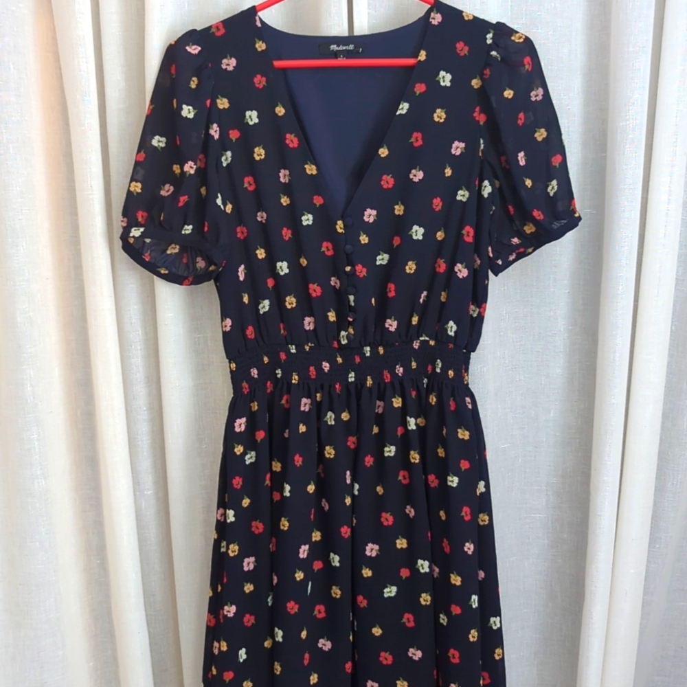 Madewell blue casual floral dress, small